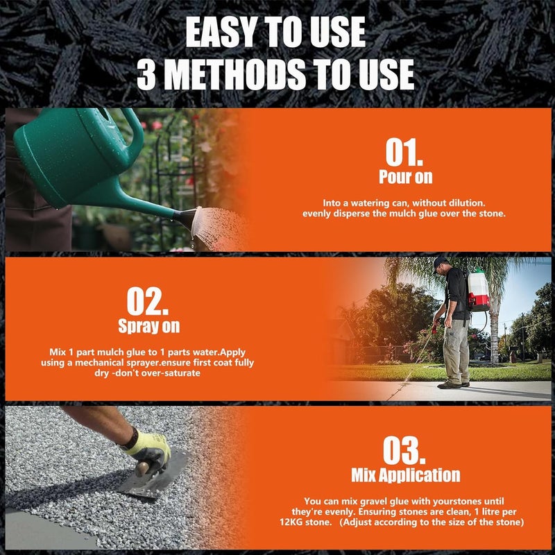 Shabebe Mulch Glue for Landscaping, 32OZ Rock Glue, Fast-Dry Non-Toxic Weather-Resistant Strong Gravel Binder, Pine Straw Outdoor Strong Pebble Gravel Hold for Garden, Mulch Lock and Pea Gravel Stabilizer - Image 4